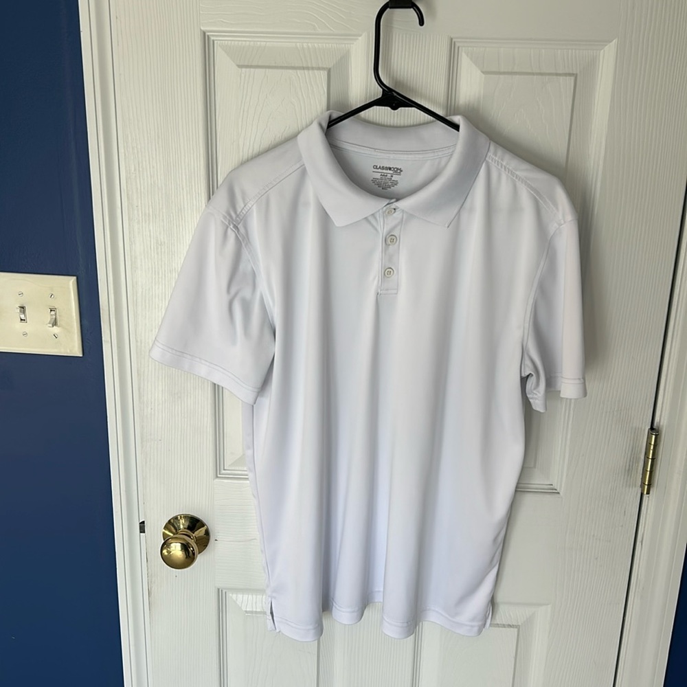 Adult Medium short sleeve 100% polyester white polo